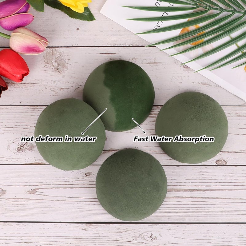 STEFORD 4 PCS Half Ball Floral Foam, Round Floral Dry Foam Blocks Green Flower Styrofoam for Fresh and Artificial Flower Arrangements (3.5 X 1.8 Inches) - Image 4